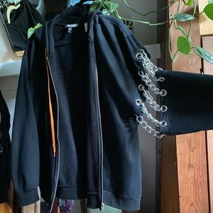 Black zip up chain hoodie